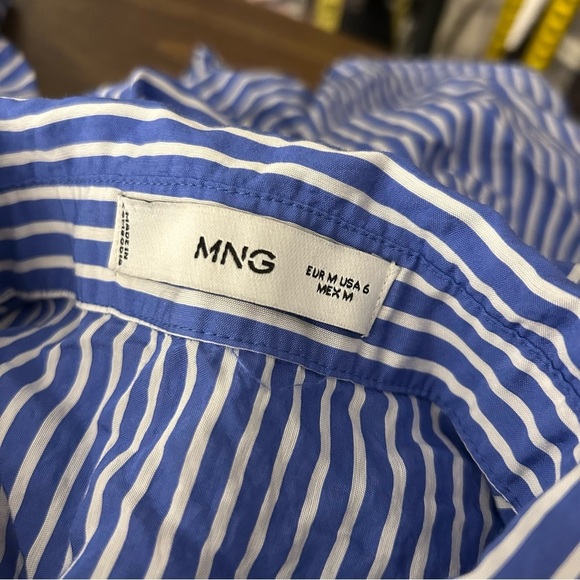 💕 Mango Blue and White Striped Button-Up Shirt 6 - Picture 6 of 12